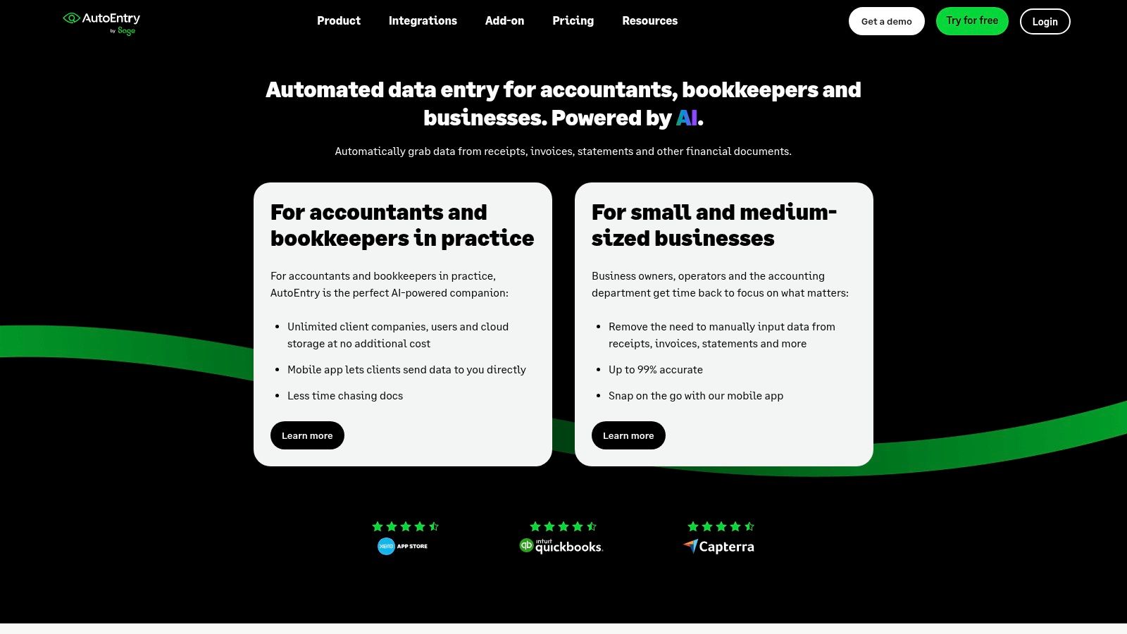 An example of AutoEntry's dashboard showing uploaded documents and their processing status, highlighting its workflow-oriented design.